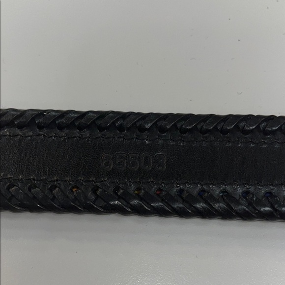 Beaded Black Leather Belt with Silver tone Buckle vintage / preowned size 28” in - Picture 9 of 13